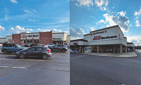 Acme storefront and Ace Hardware storefront